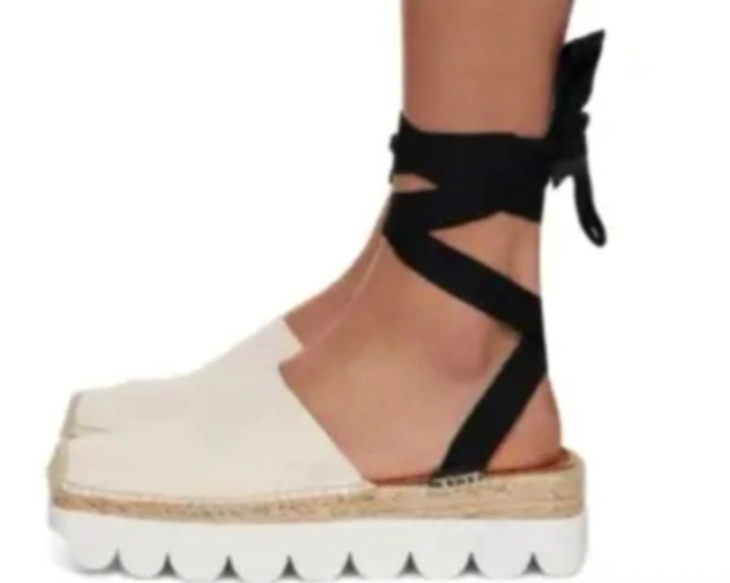 Marni White Espadrille Platform Sandals with Black Ties - photo 2