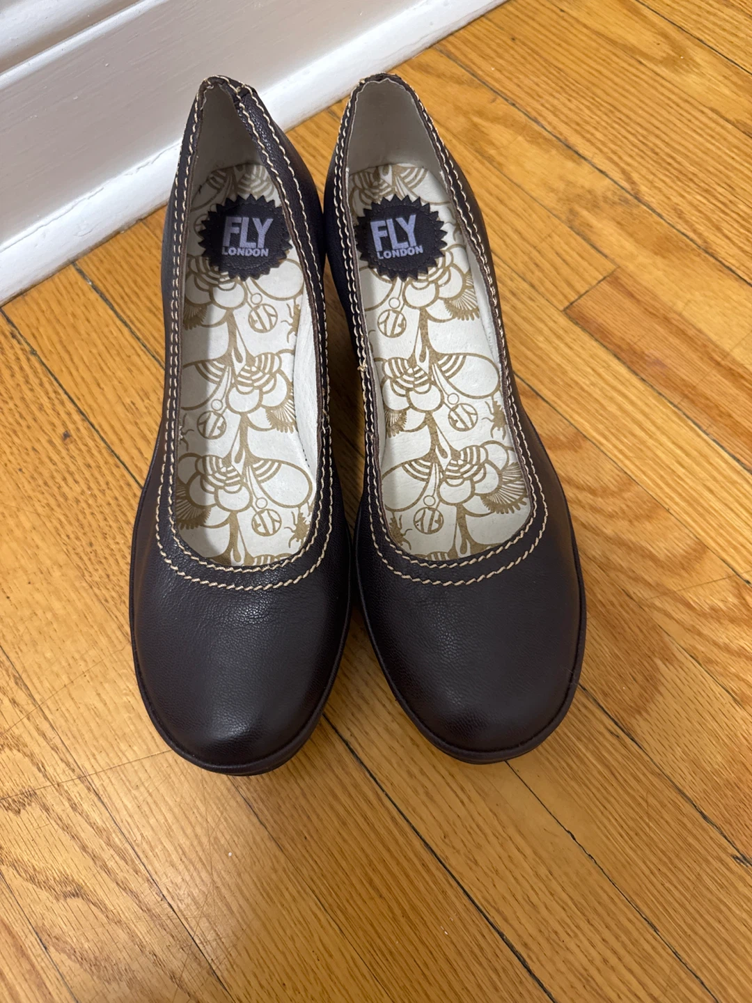 FLY LONDON Women's Brown Leather Wedge Shoes - photo 3