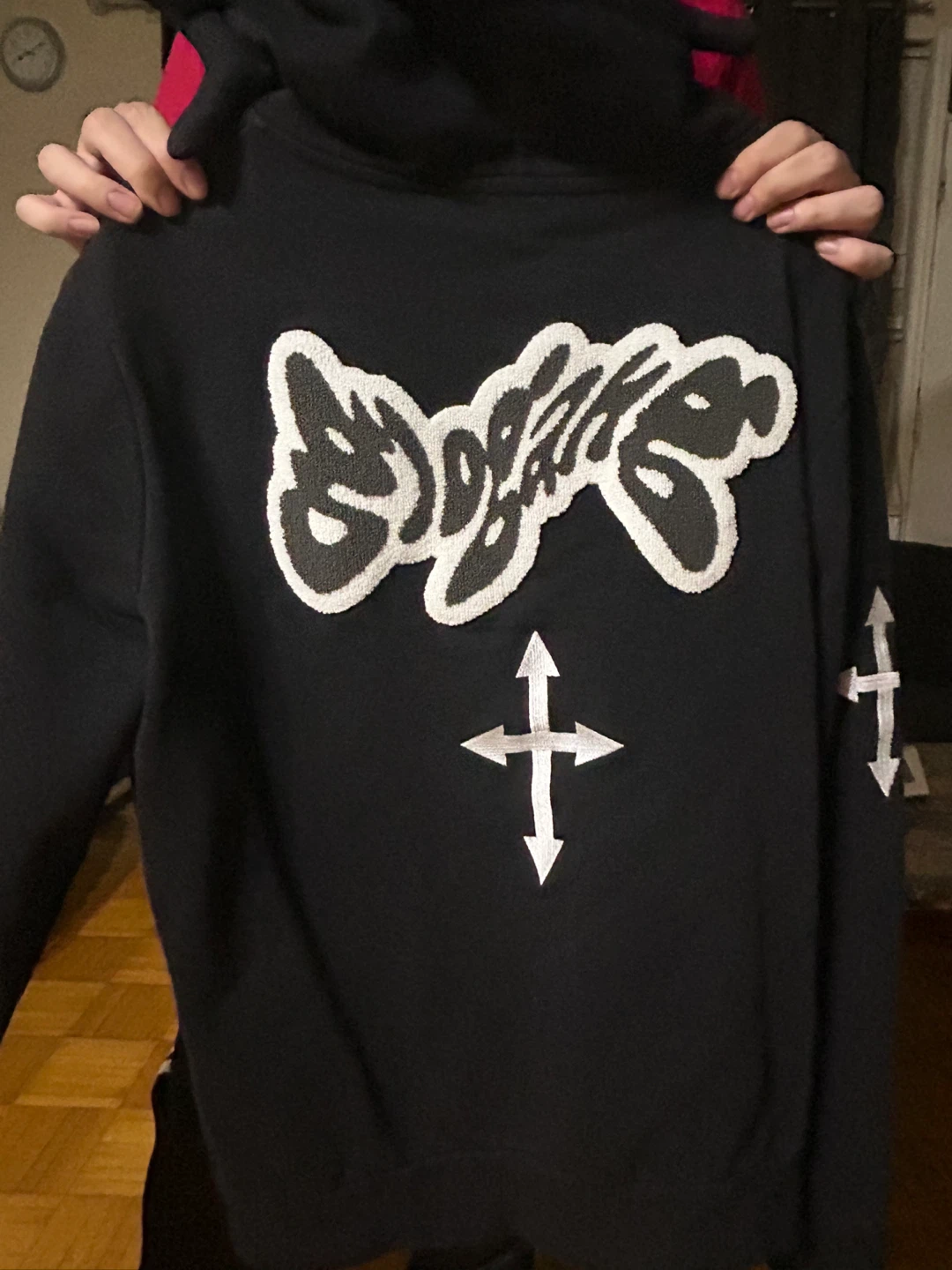 Men Large Black Full Zip Hoodie with Graphic Print - photo 3