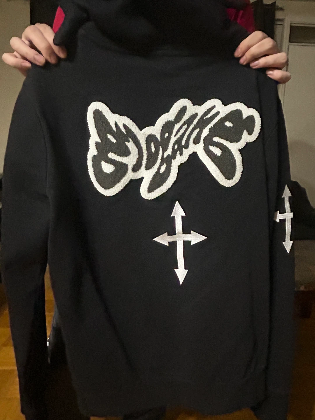 Men Large Black Full Zip Hoodie with Graphic Print - photo 2