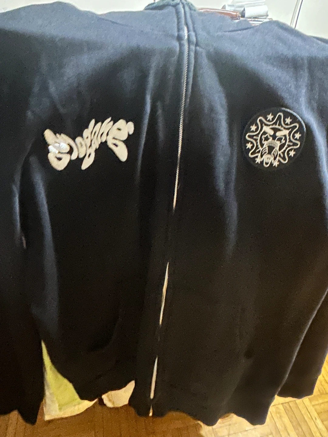 Men Large Black Full Zip Hoodie with Graphic Print - photo 4