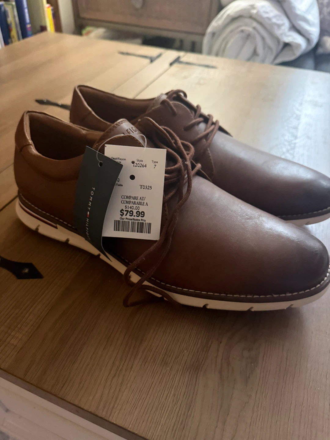 Tommy Hilfiger Men's Brown Leather Dress Shoes Size 11 - photo 2