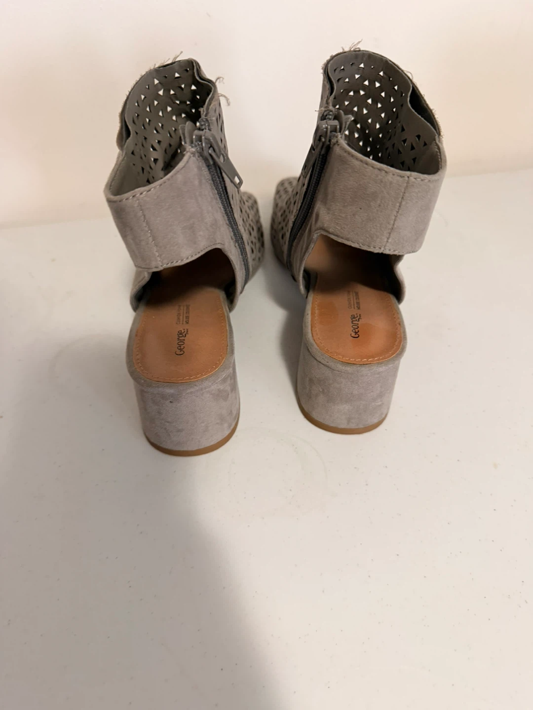 Grey Peep Toe Cutout Booties - Size 8 - photo 2