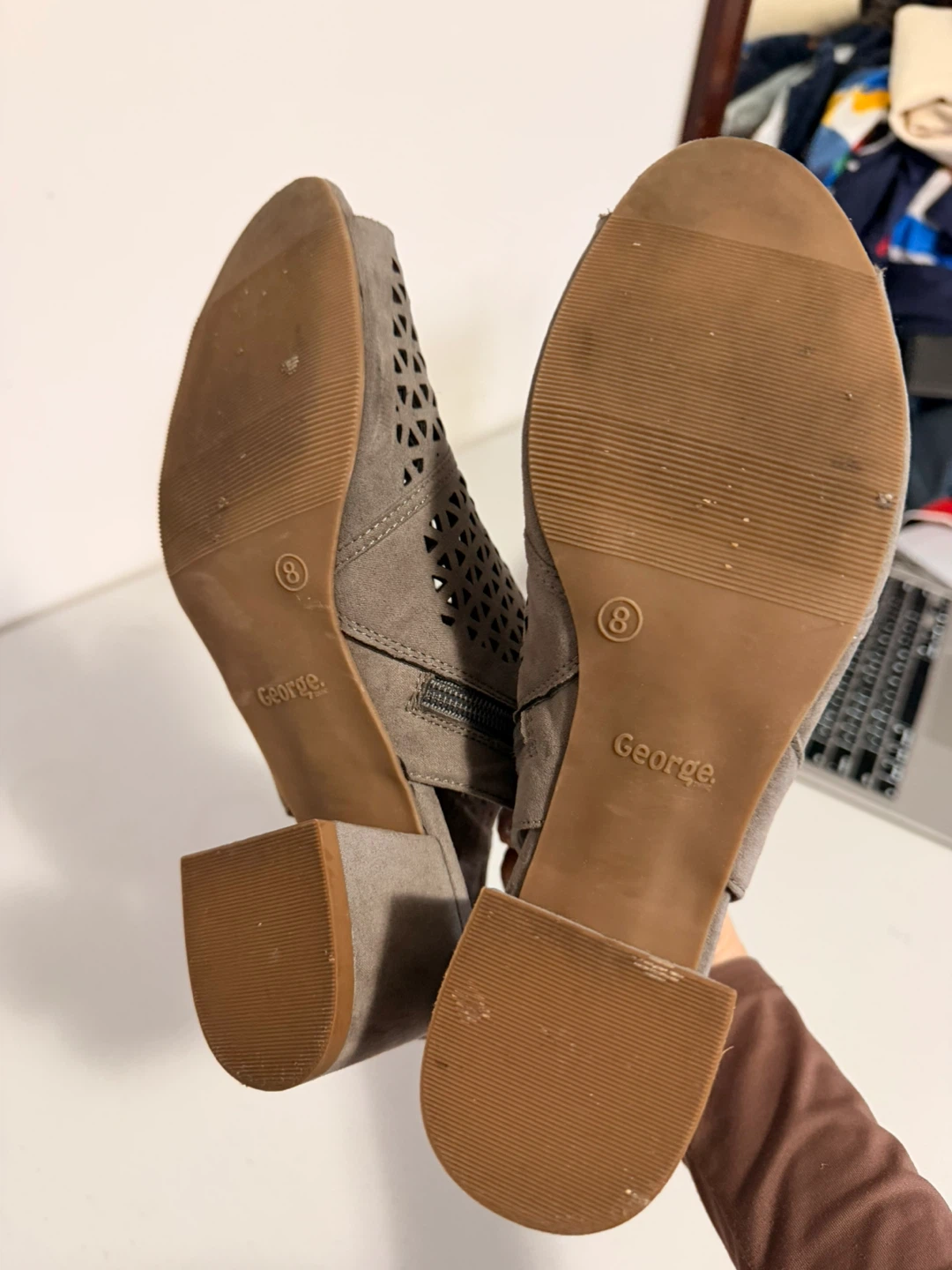 Grey Peep Toe Cutout Booties - Size 8 - photo 3