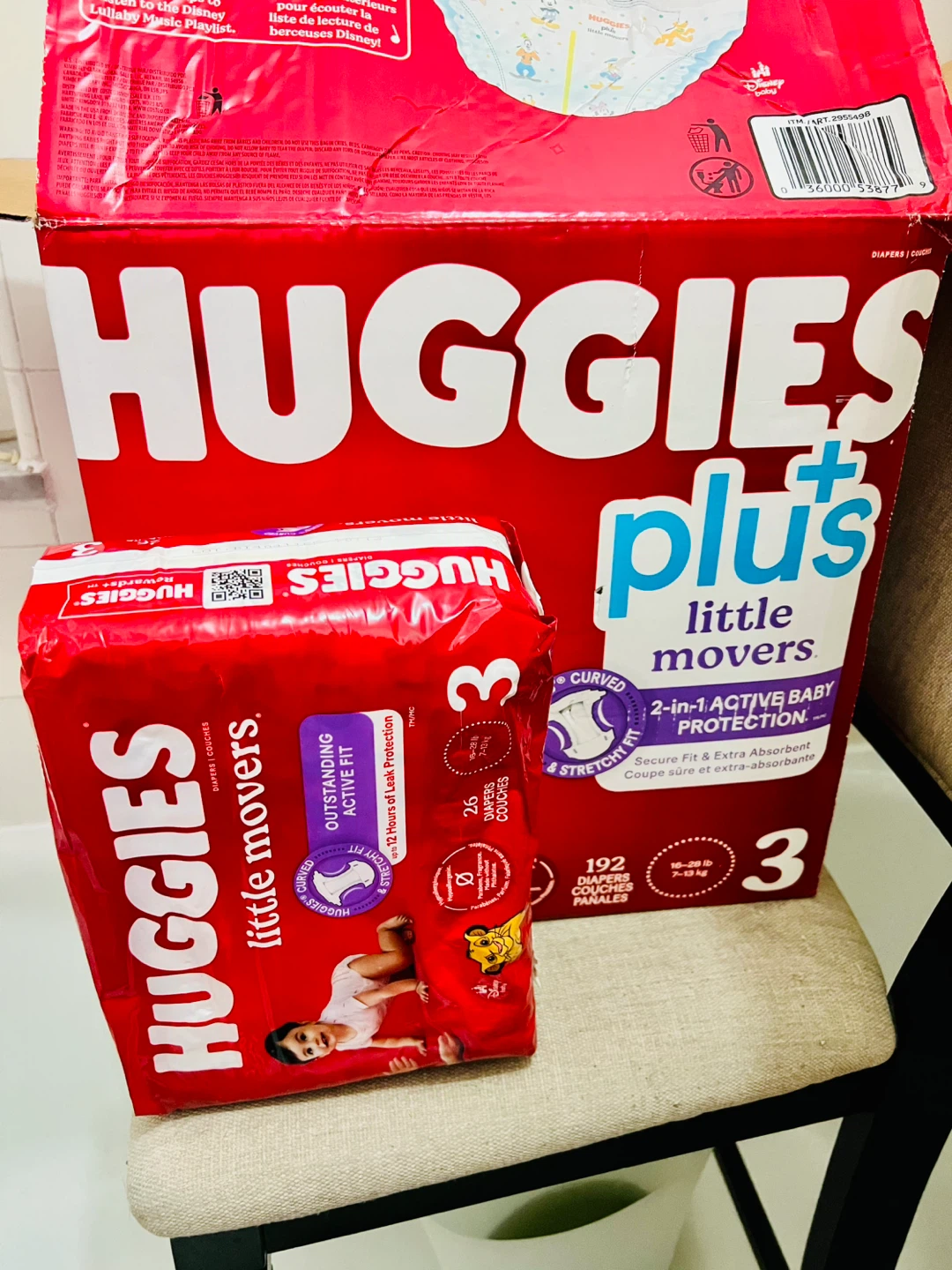 Huggies Little Movers Plus Diapers Size 3 (128 Count) + 26