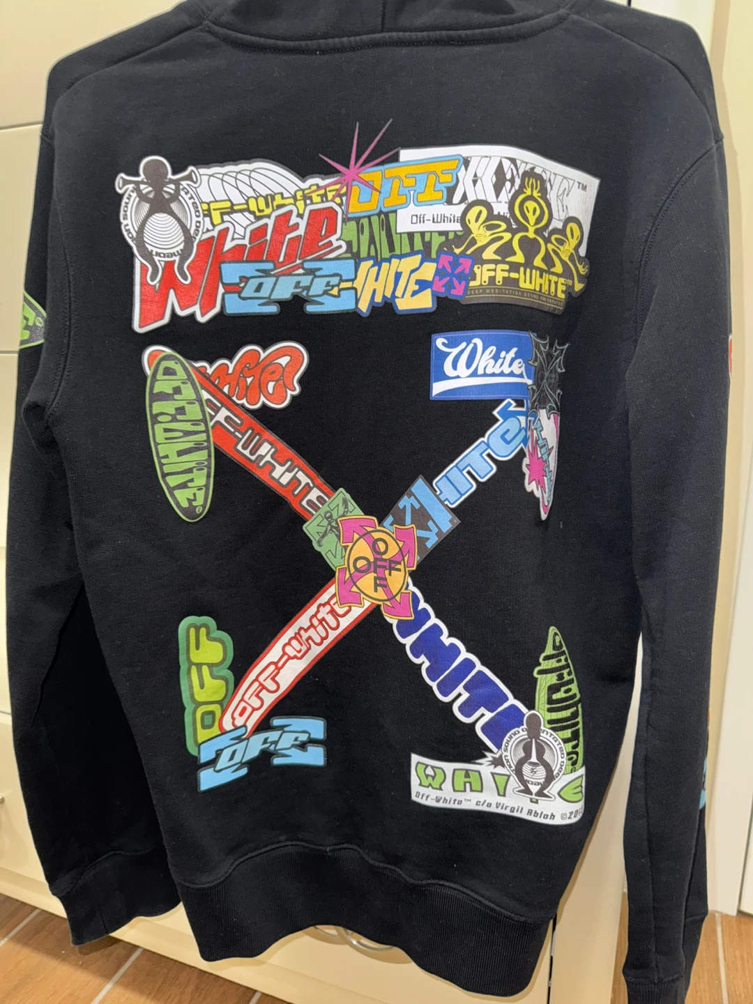 Off-White Black Hoodie with Graphic Print