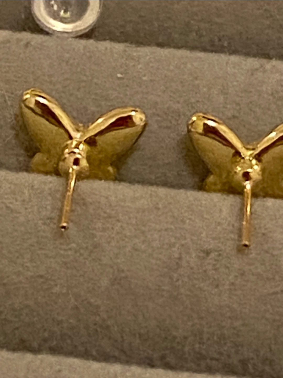 14k Solid Gold Australian Cryst Butterfly Stud silicon backing