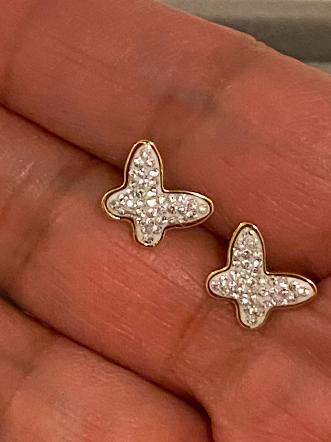 14k Solid Gold Australian Cryst Butterfly Stud silicon backing - photo 4