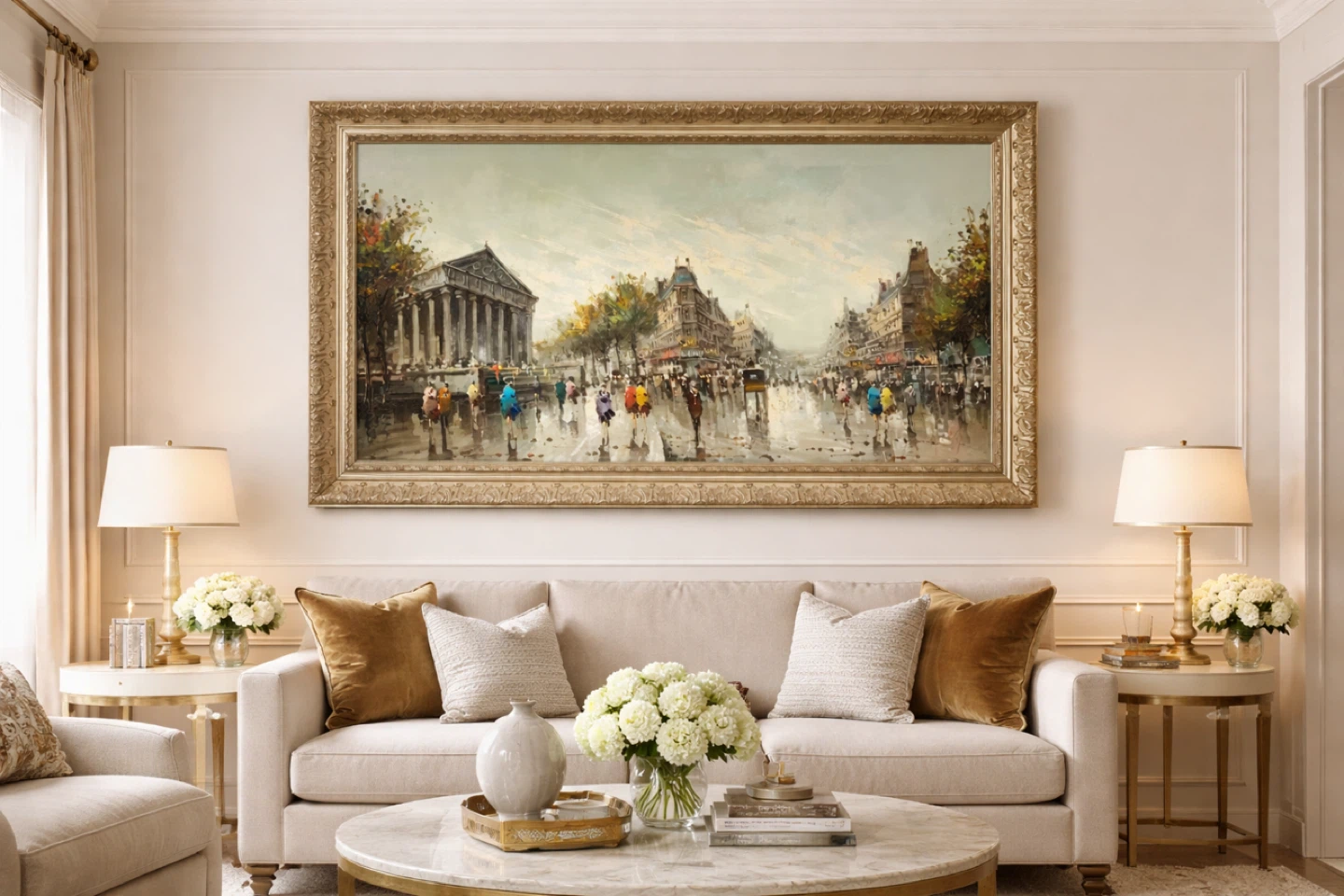Framed Oil Painting of Parisian Street Scene