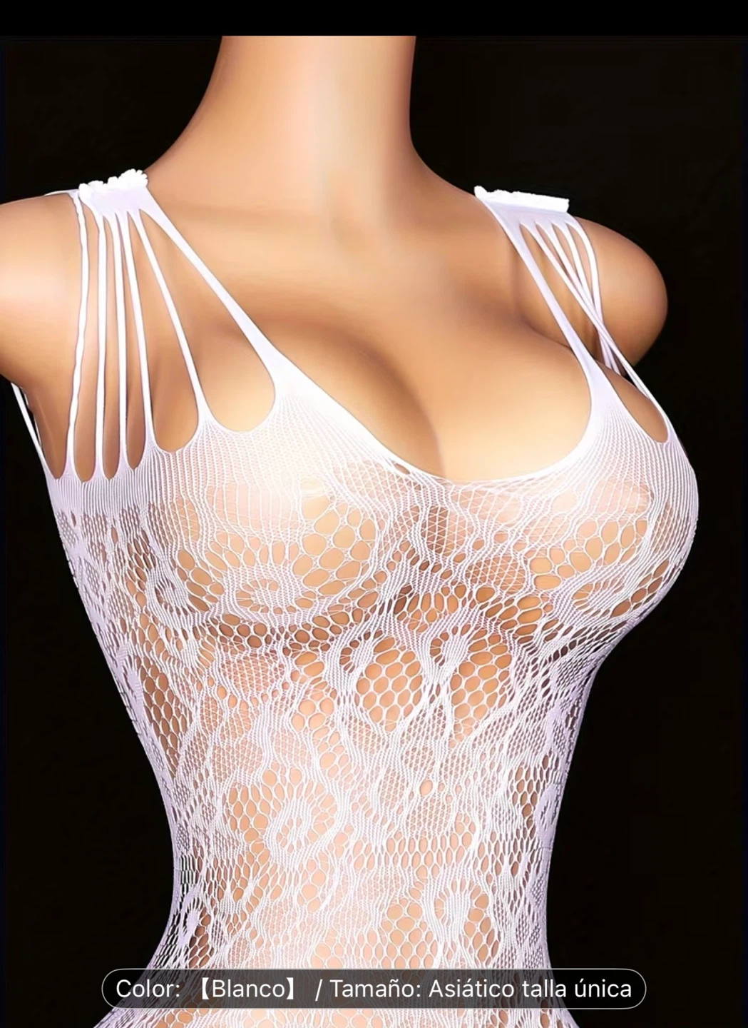 White Fishnet Bodysuit with Lace Accents - photo 3