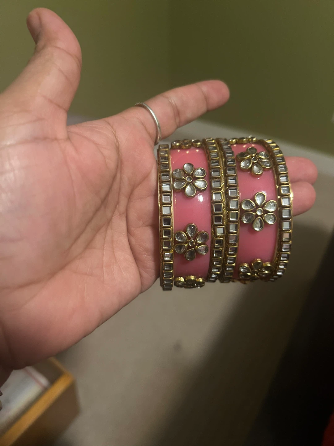 Pink Floral Bangles Set