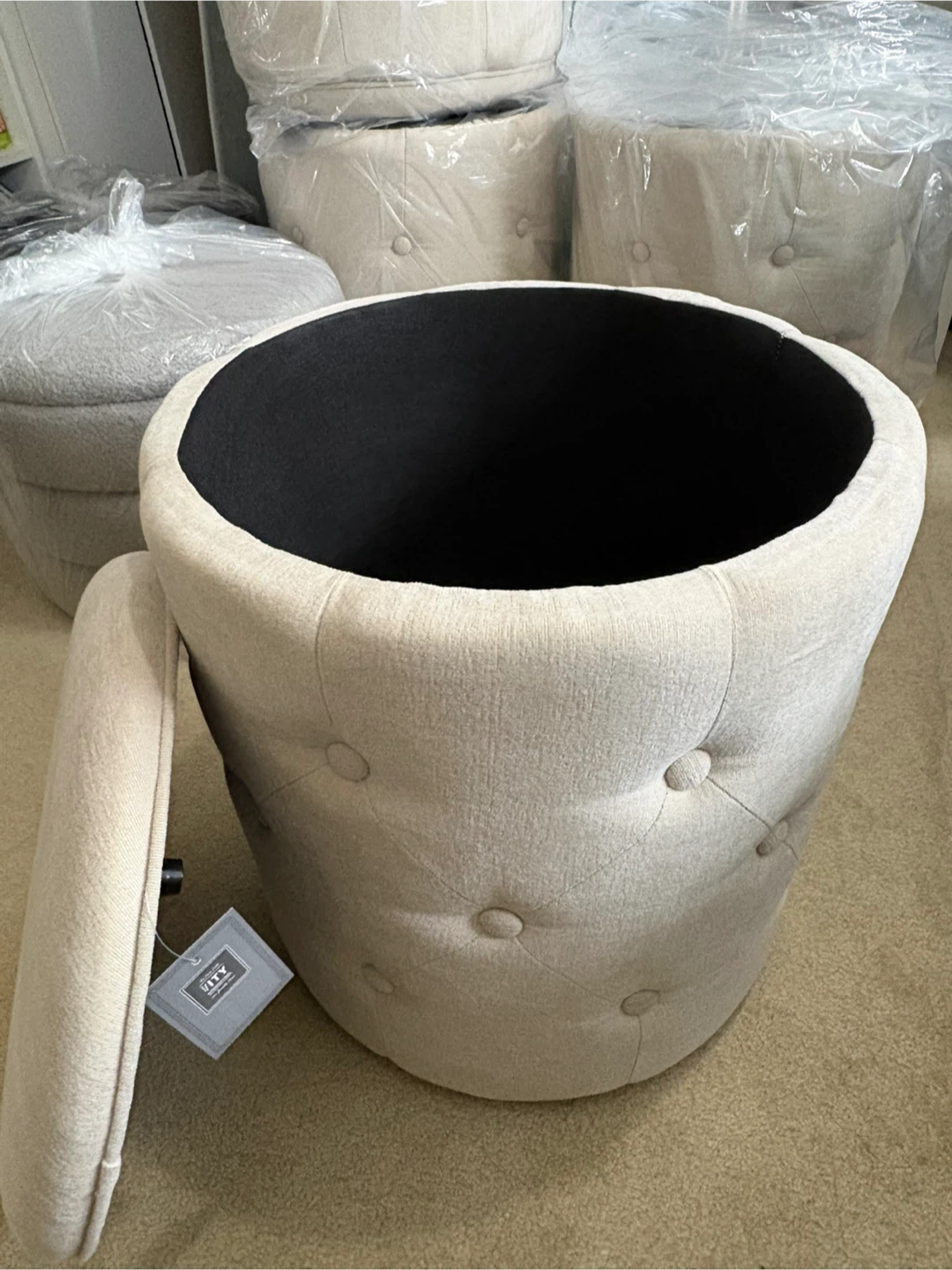 Ottoman Storage Stool - Beige - photo 3