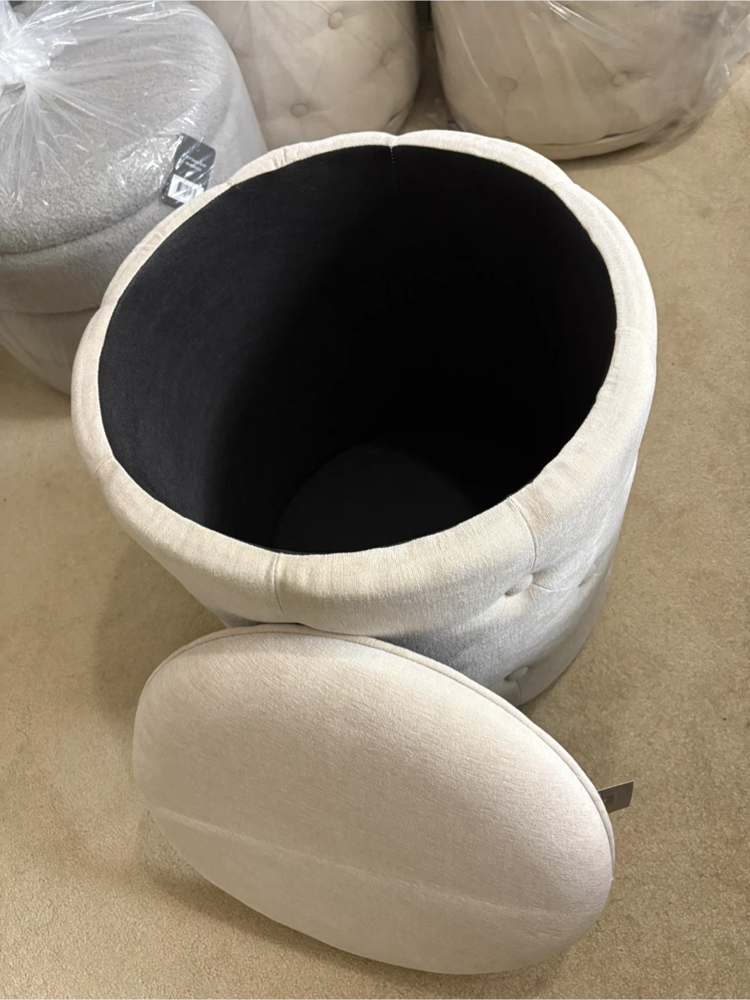 Ottoman Storage Stool - Beige - photo 4