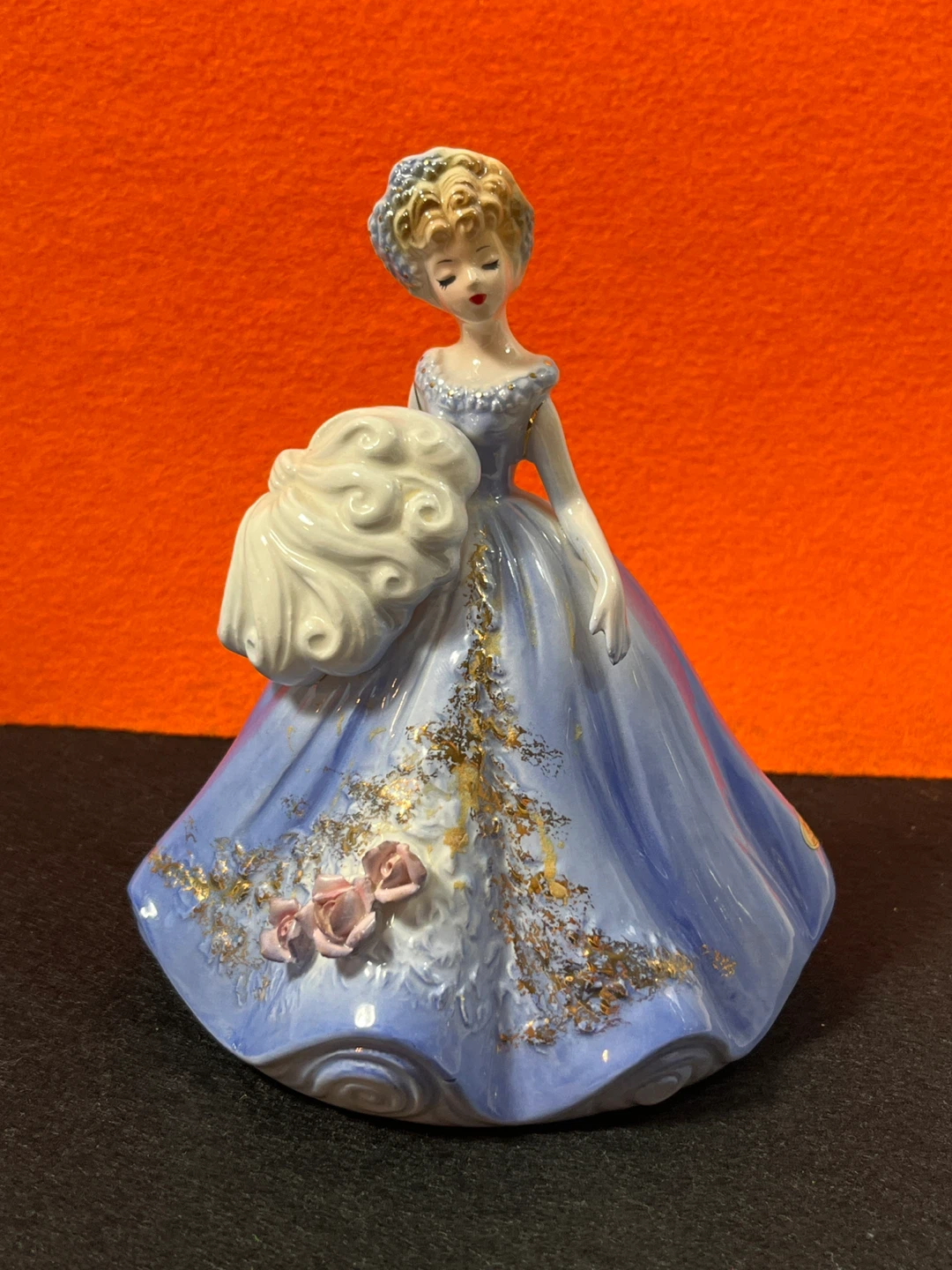 Rare 24K Gold Gilt Josef Originals "Feather Fan Lady" Figurine