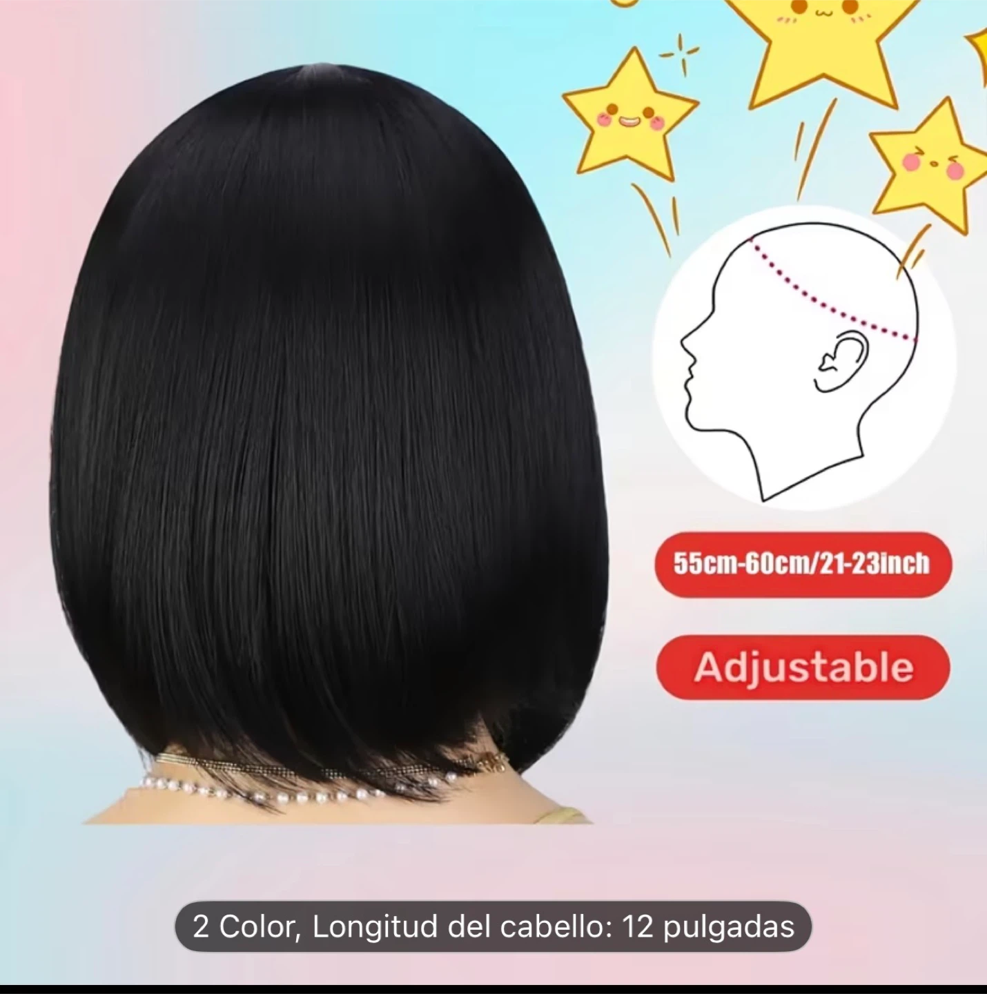 Black Bob Wig with Bangs - 12 Inch - photo 4