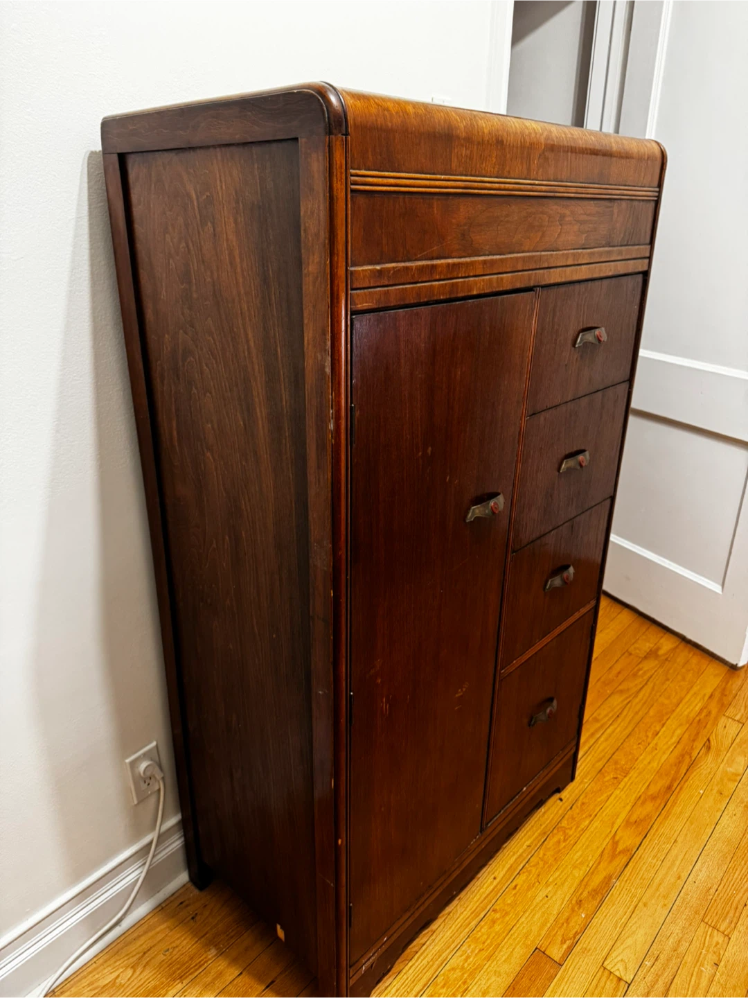 Vintage Wooden Armoire Dresser with Drawers - photo 5
