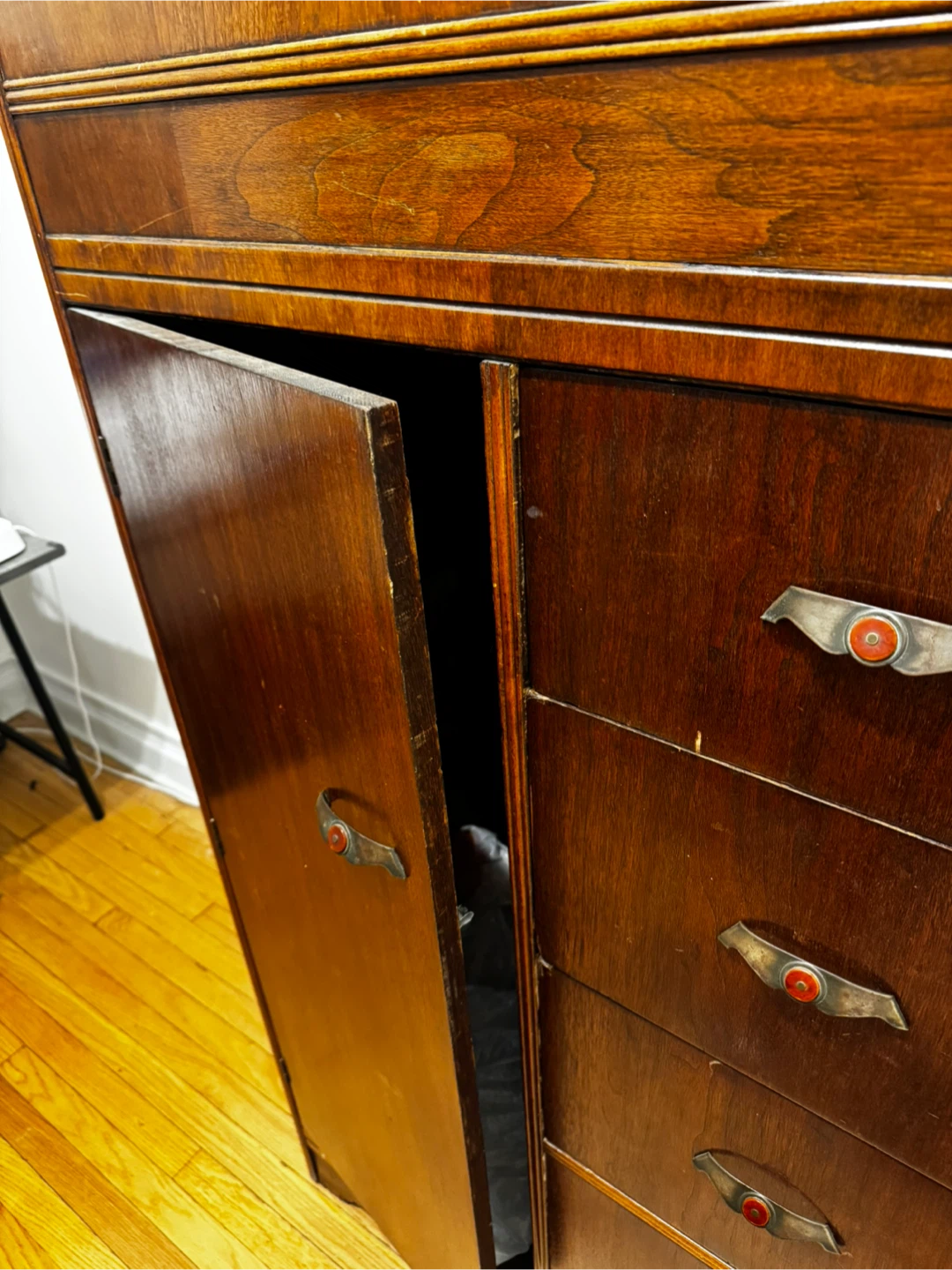 Vintage Wooden Armoire Dresser with Drawers - photo 4