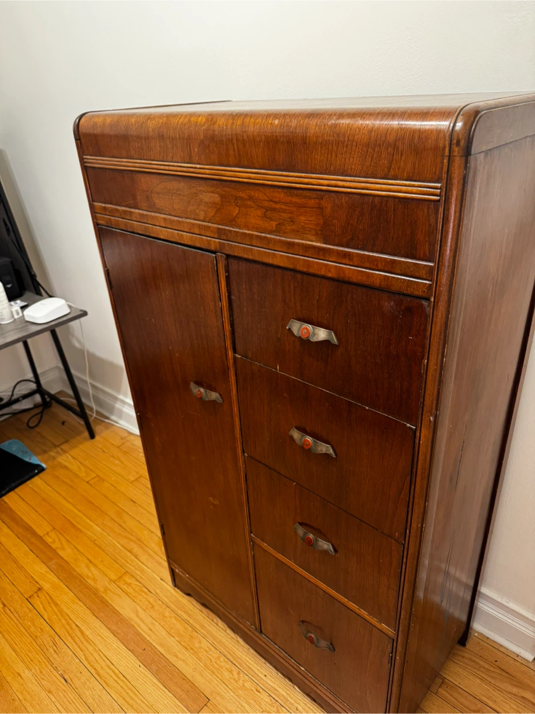 Vintage Wooden Armoire Dresser with Drawers - photo 2