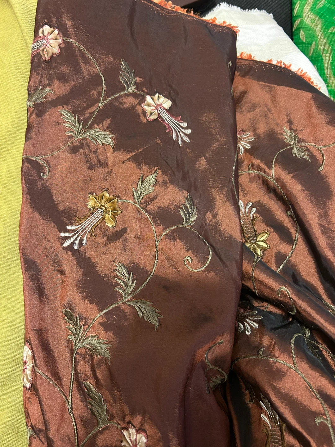 Embroidered Brown Fabric Bolt