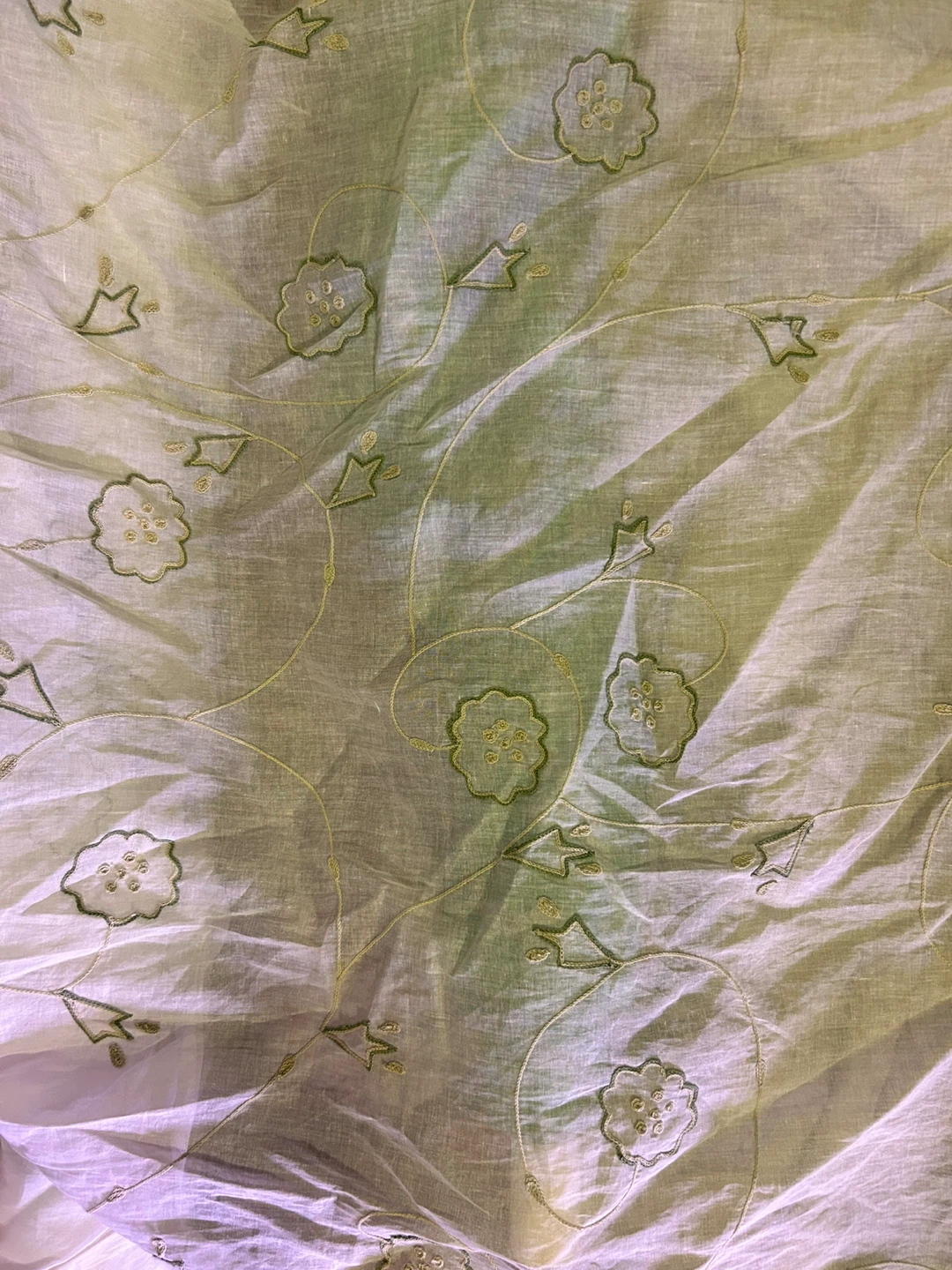 Light Green Floral Embroidered Fabric