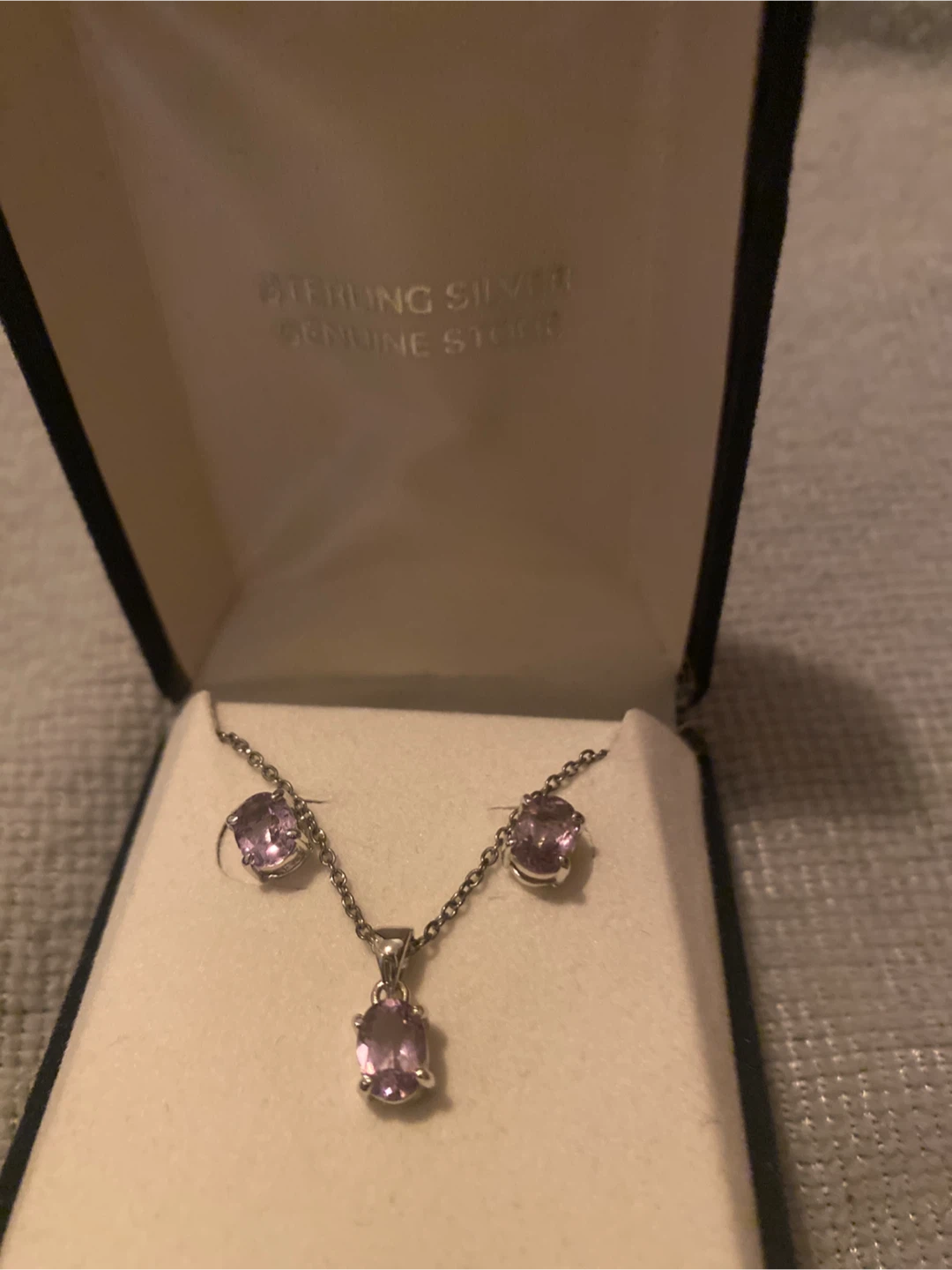 Sterling Silver Amethyst Necklace & Earring Set - photo 2