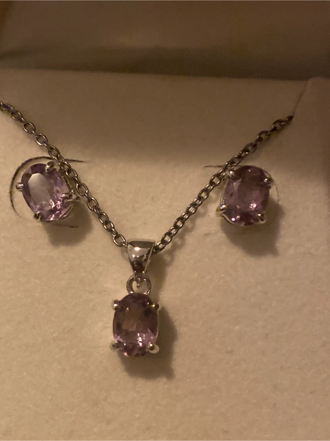 Sterling Silver Amethyst Necklace & Earring Set