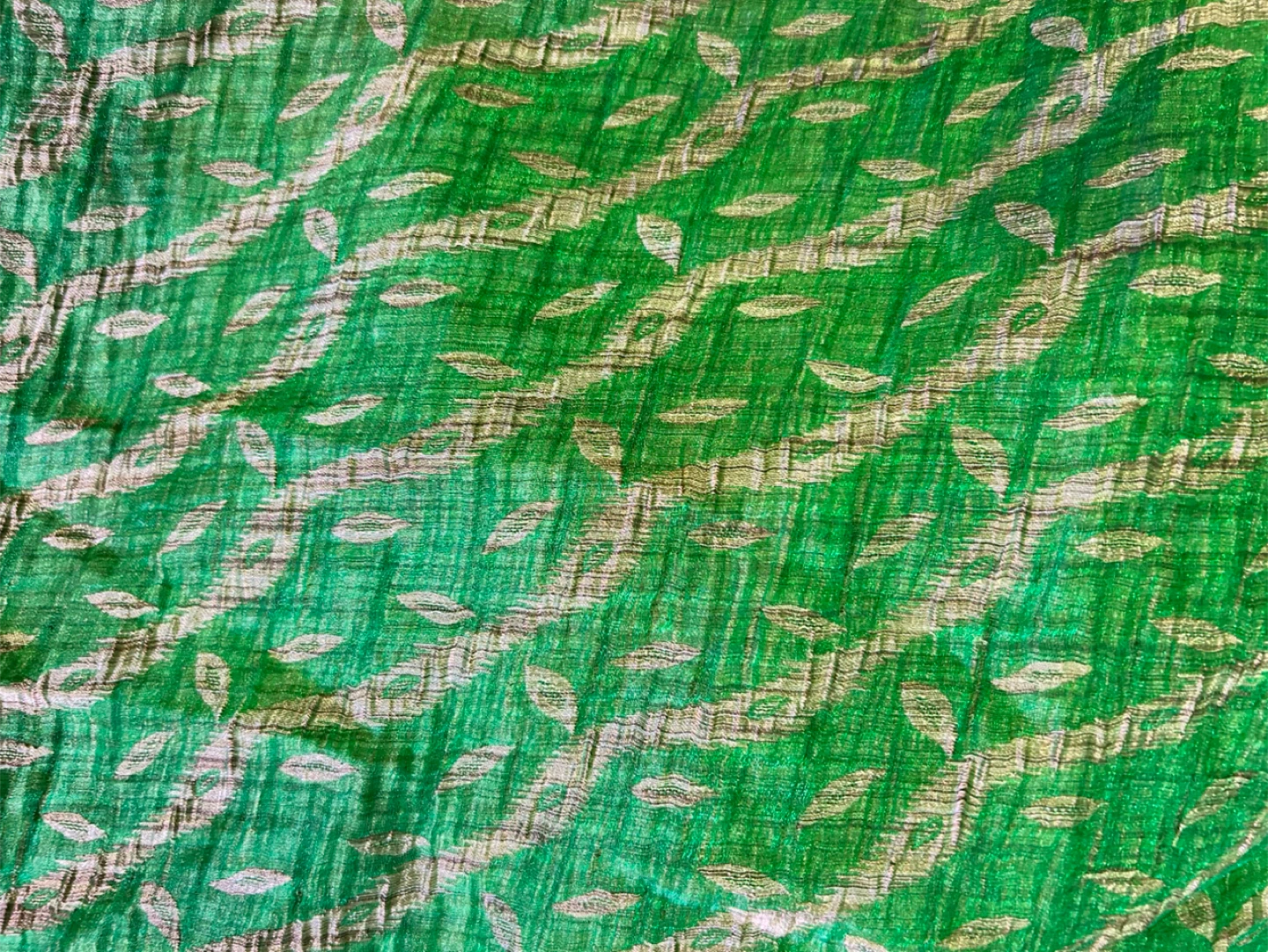 Green Fabric Roll with Leaf Pattern