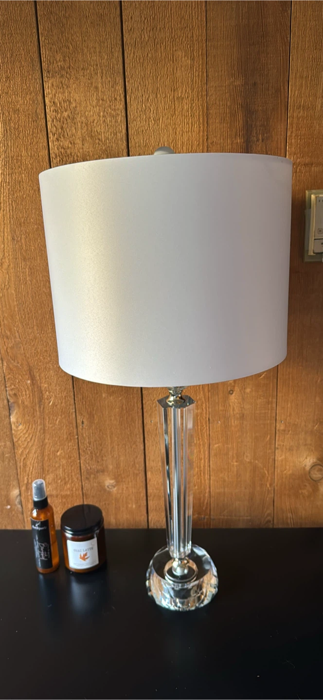 Crystal Table Lamp with White Shade