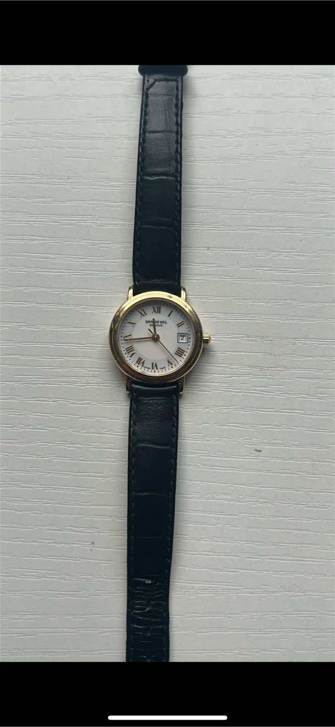 Women’s Raymond Weil Gold Tone Swiss Watch – Black Leather Strap - photo 2