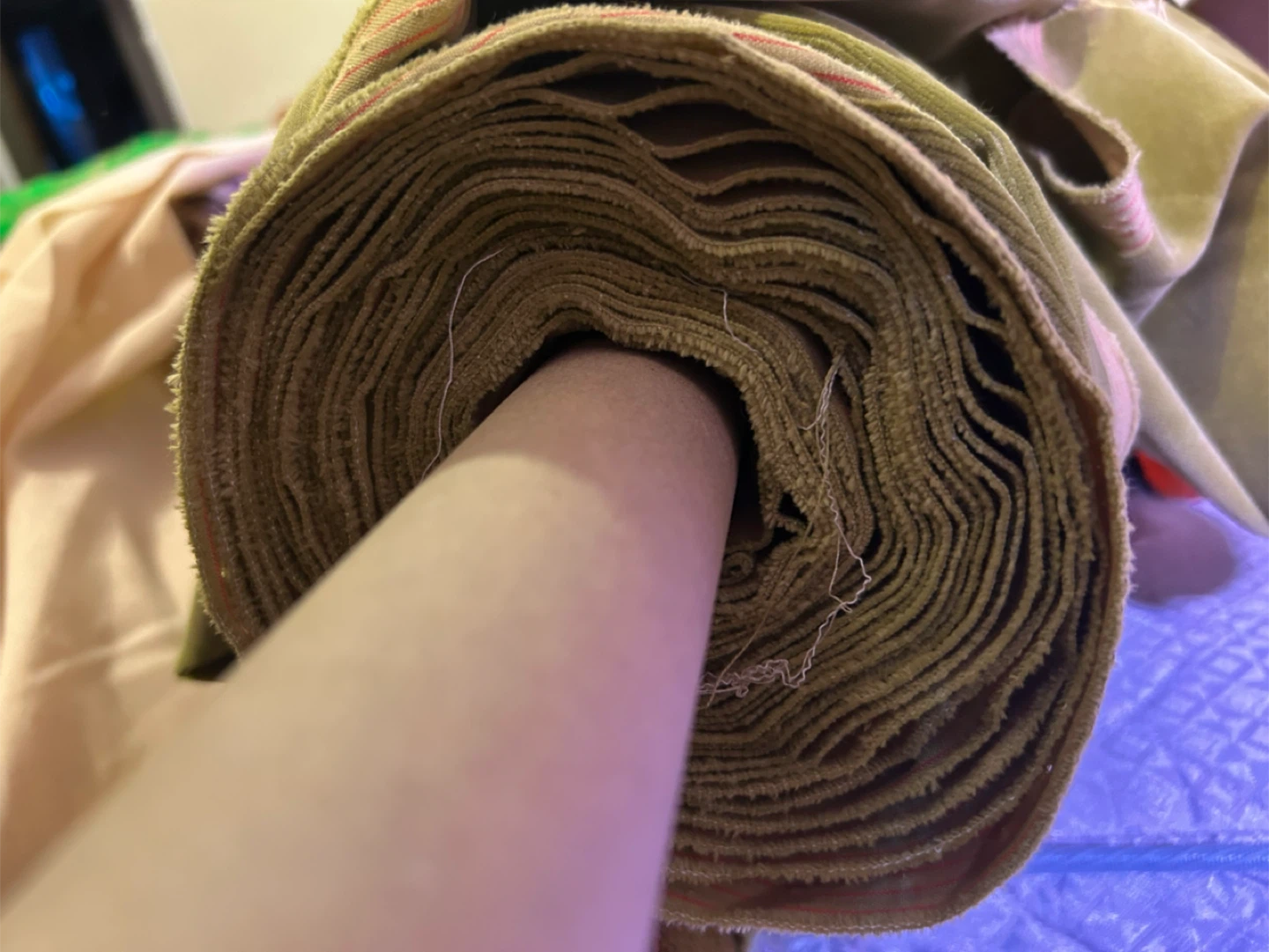 Roll of Green Corduroy Fabric - photo 2