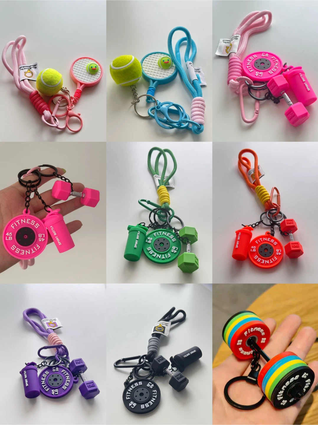 Tennis and gym lovers Keychain Set