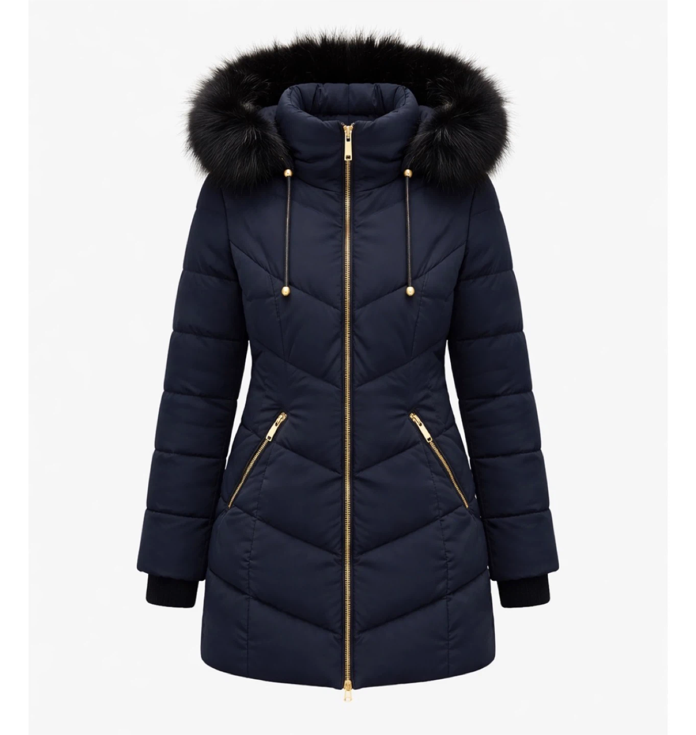 Navy Blue Puffer Coat - Zara