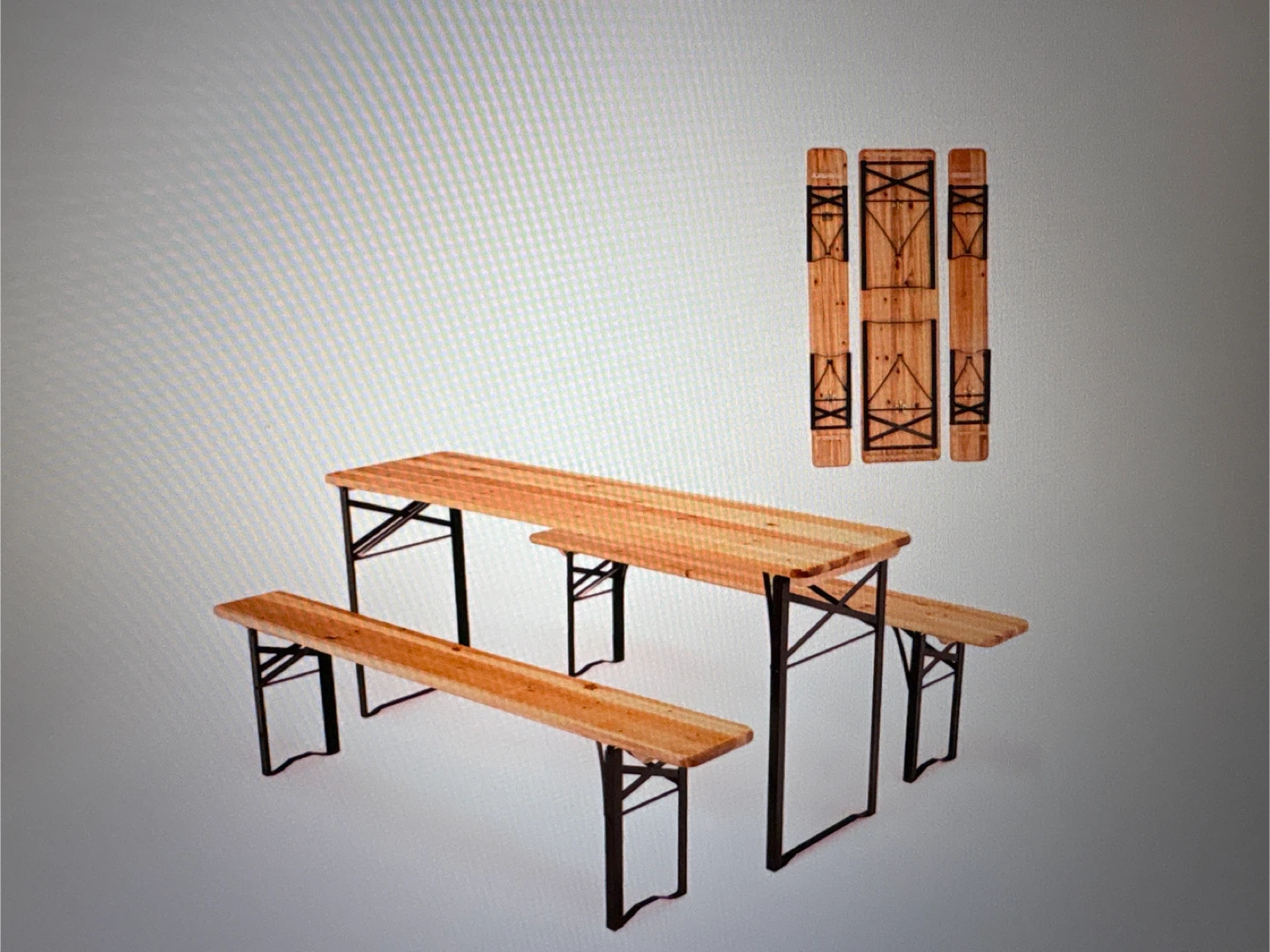 “Unopened “ 3 pcs wooden table bench set folding