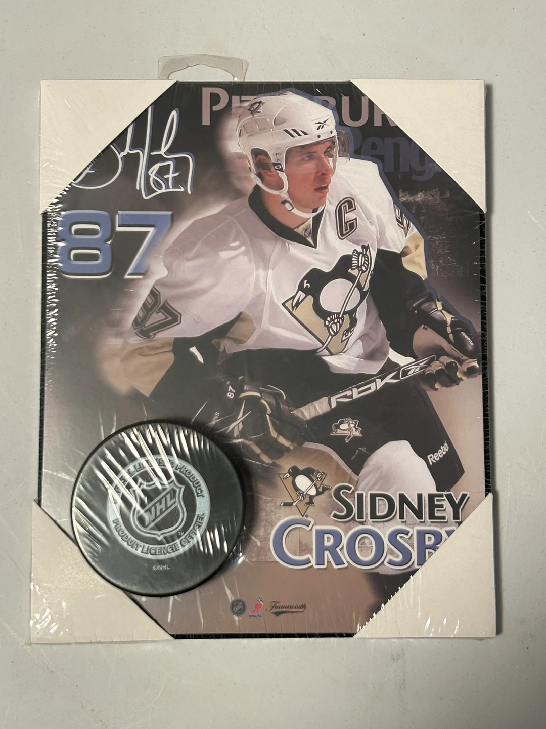 Sidney Crosby Pittsburgh Penguins NHL Puck and Canvas Print