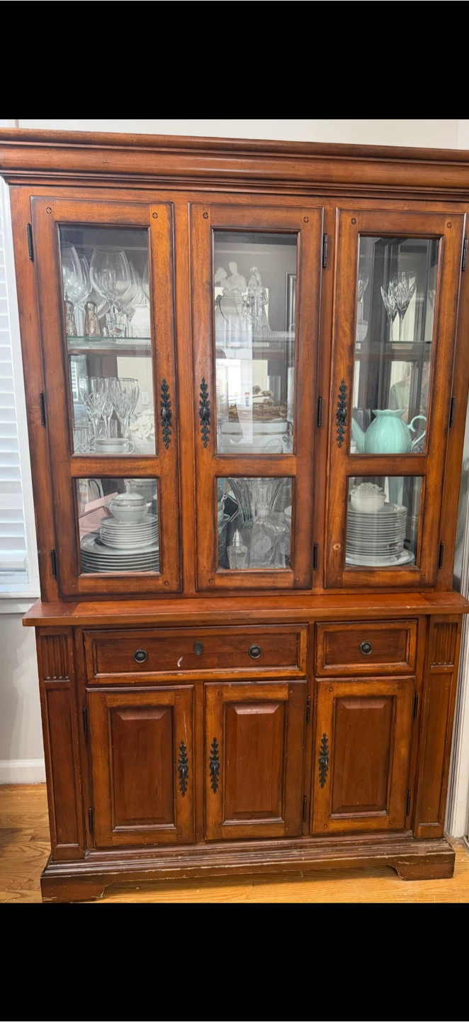 Solid Wood China Cabinet with Glass Doors