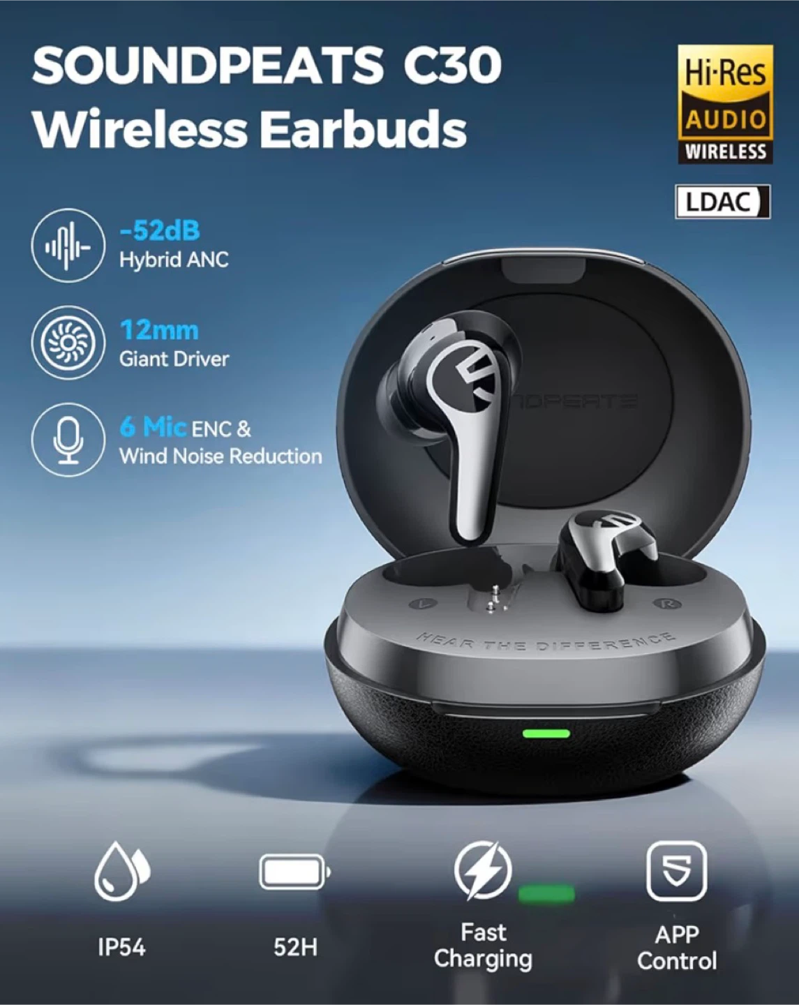 SOUNDPEATS C30 Active Noise Cancelling Wireless Earbuds - photo 4