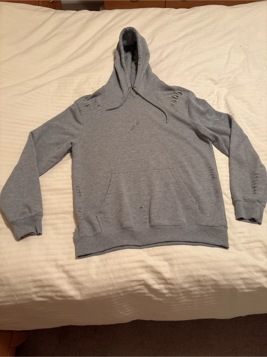 Men’s Grey Distressed Hoodie