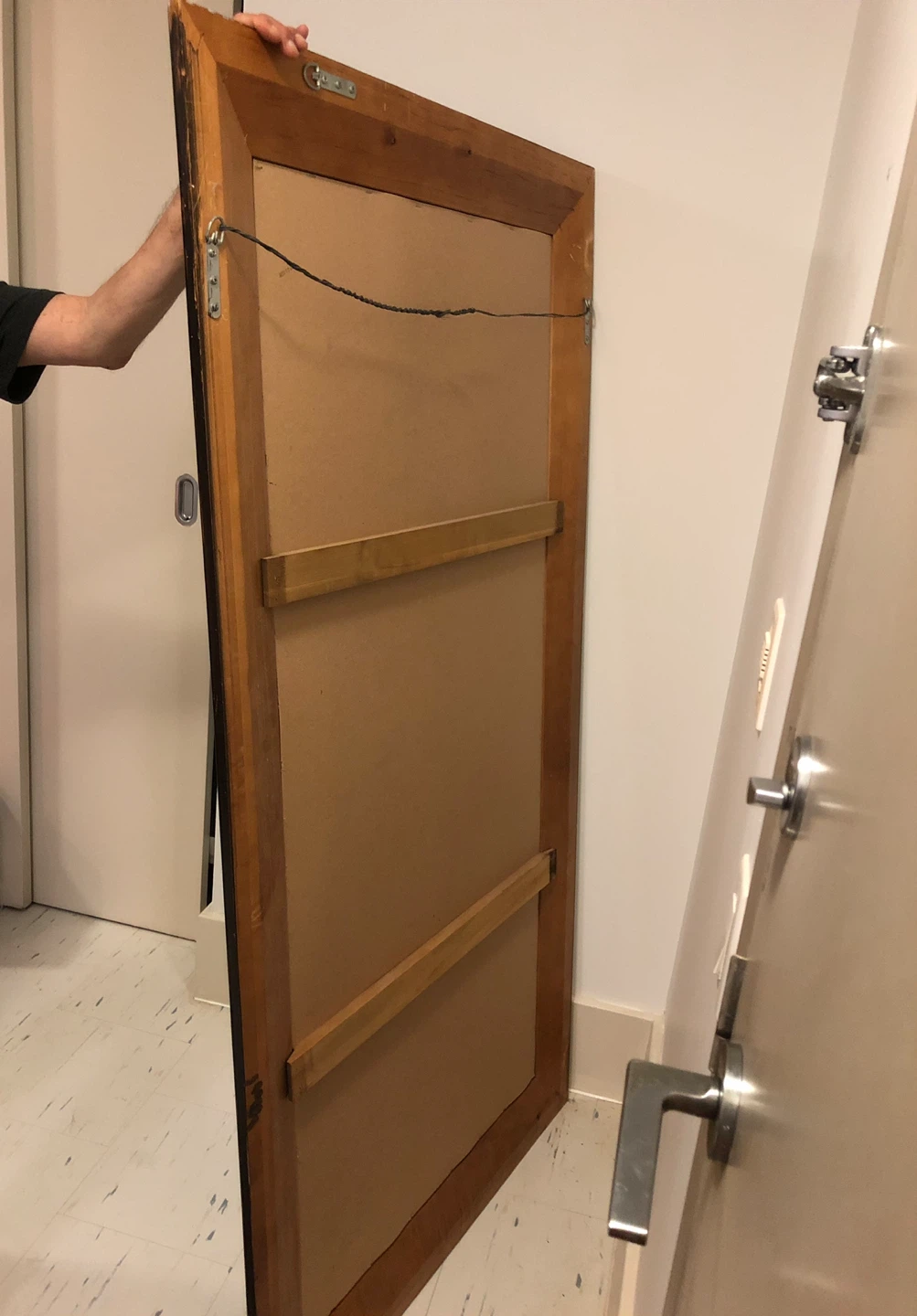 Large dark wood framed mirror - photo 4