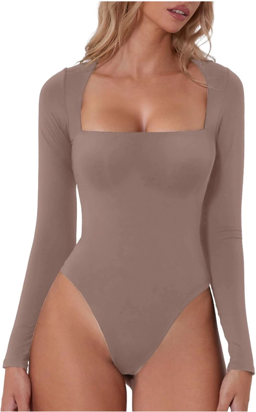 NEW! QINSEN Sexy Square Neck Sculpting Bodysuit