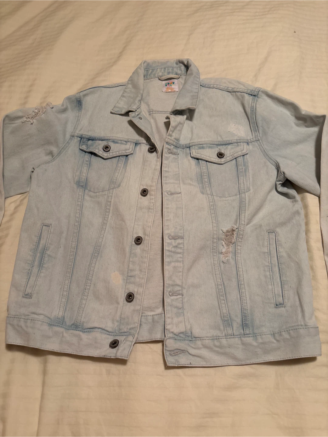 Light Wash Distressed Denim Jacket