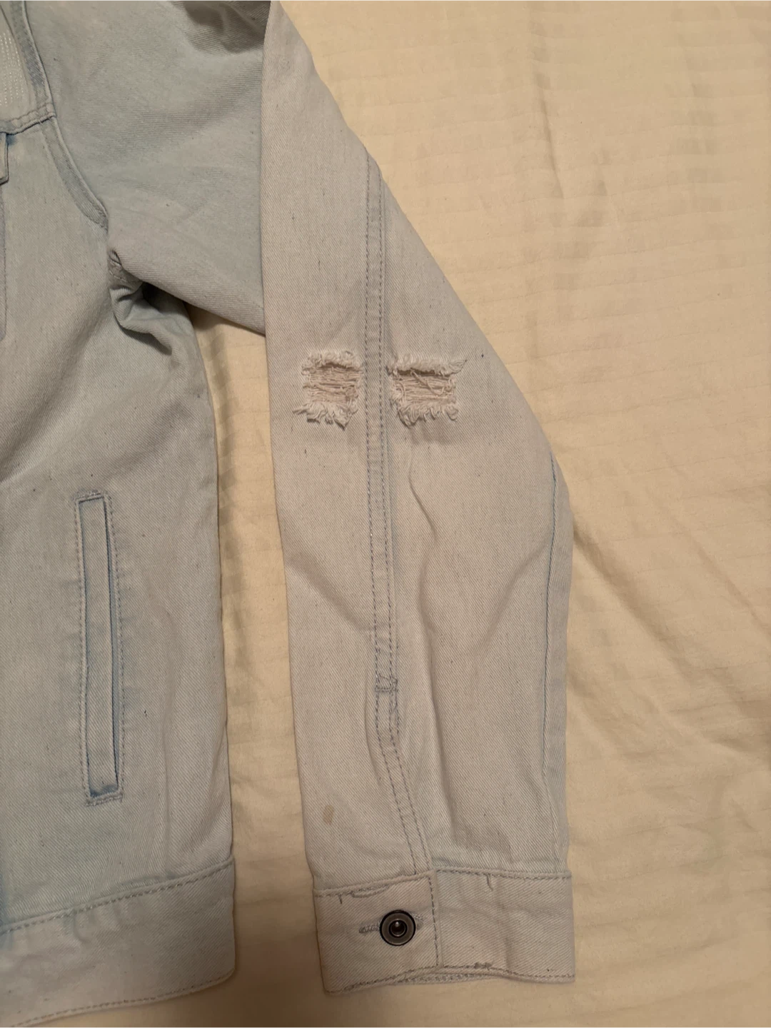 Light Wash Distressed Denim Jacket - photo 3