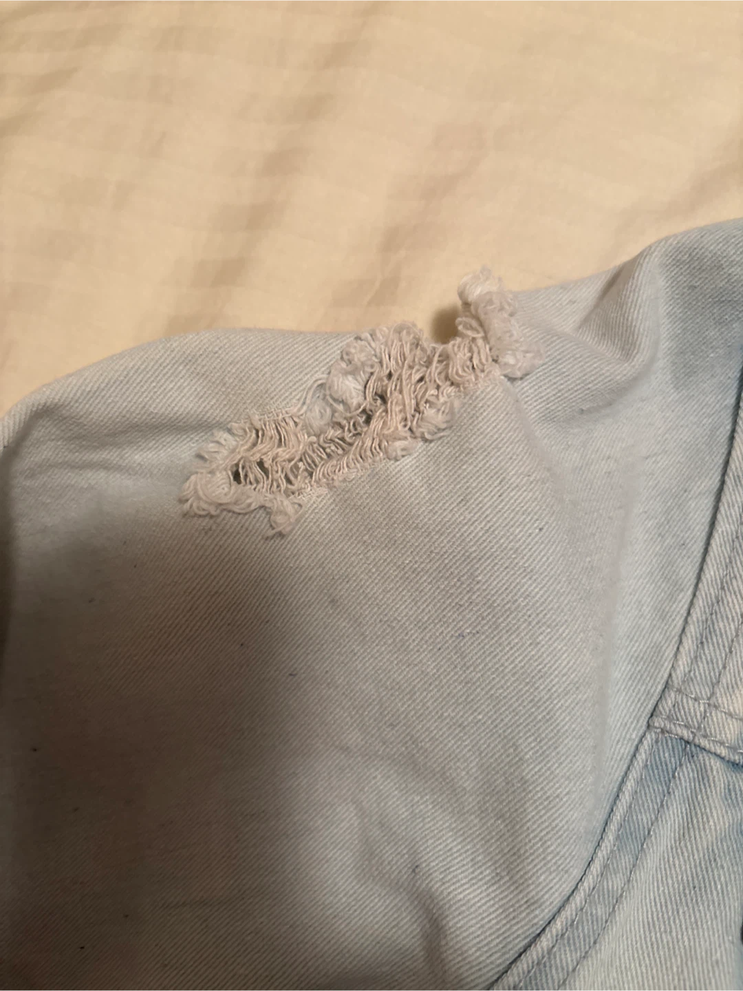 Light Wash Distressed Denim Jacket - photo 4
