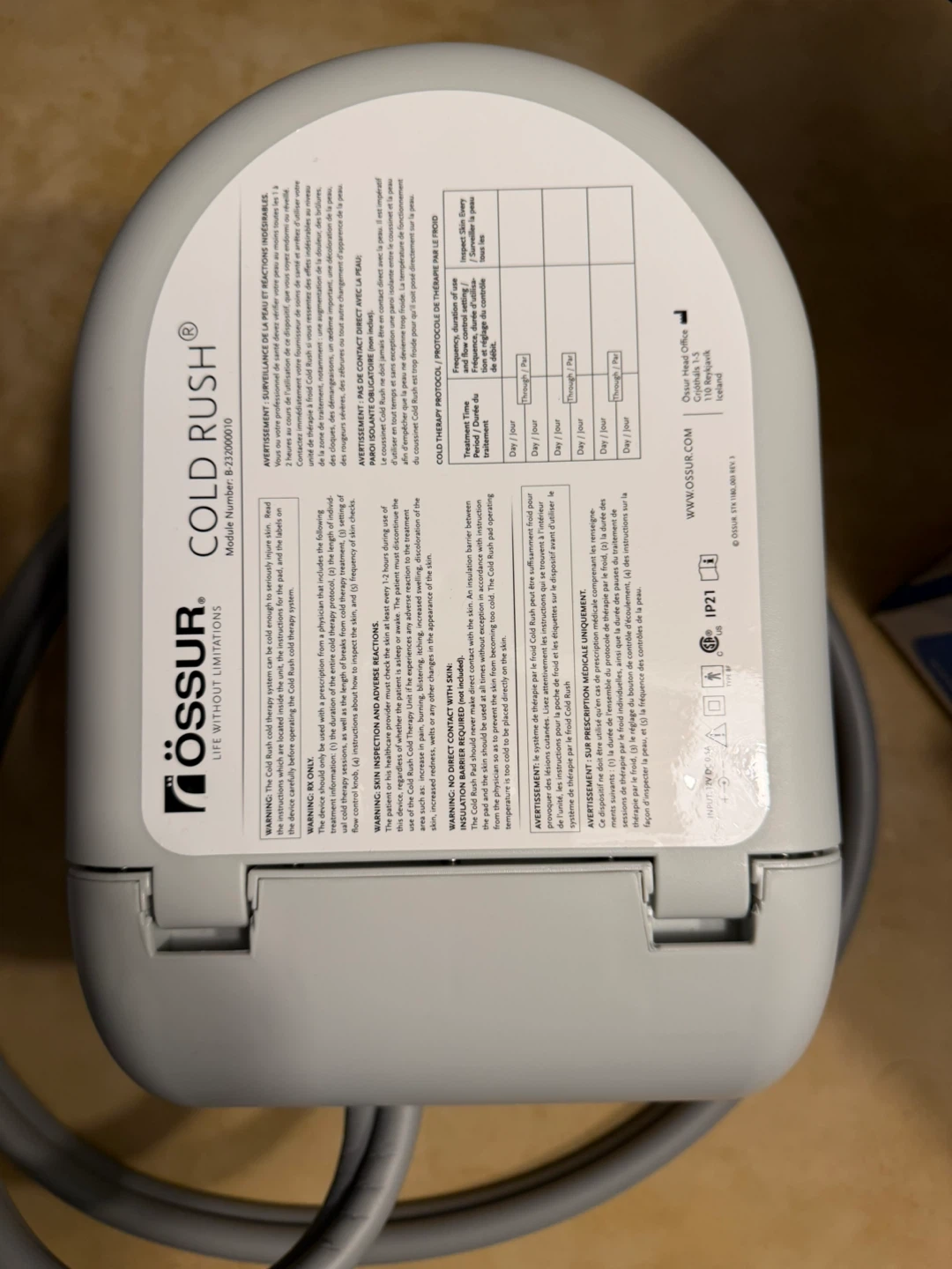 Össur Cold Rush Cold Therapy System with Pads