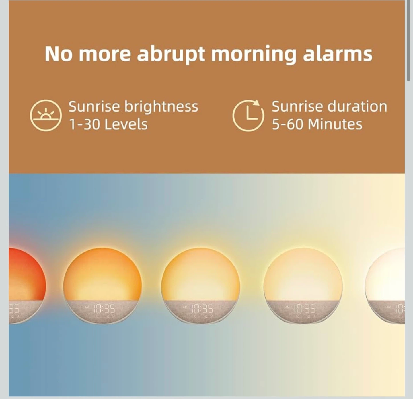 ODOKEE Sunrise Alarm Clock-White Noise Machine-Dimmable Light - photo 2