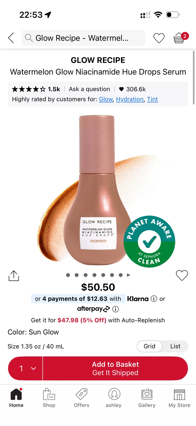 Glow Recipe Watermelon Hue Drops Serum- FULL SIZE - photo 2