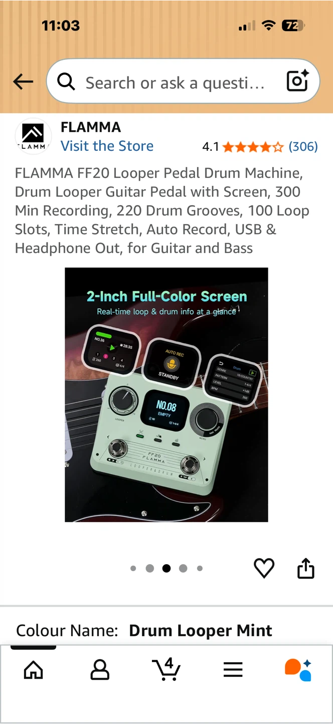 FLAMMA FF20 Looper Pedal Drum Machine, Drum Looper Guitar Pedal - photo 4