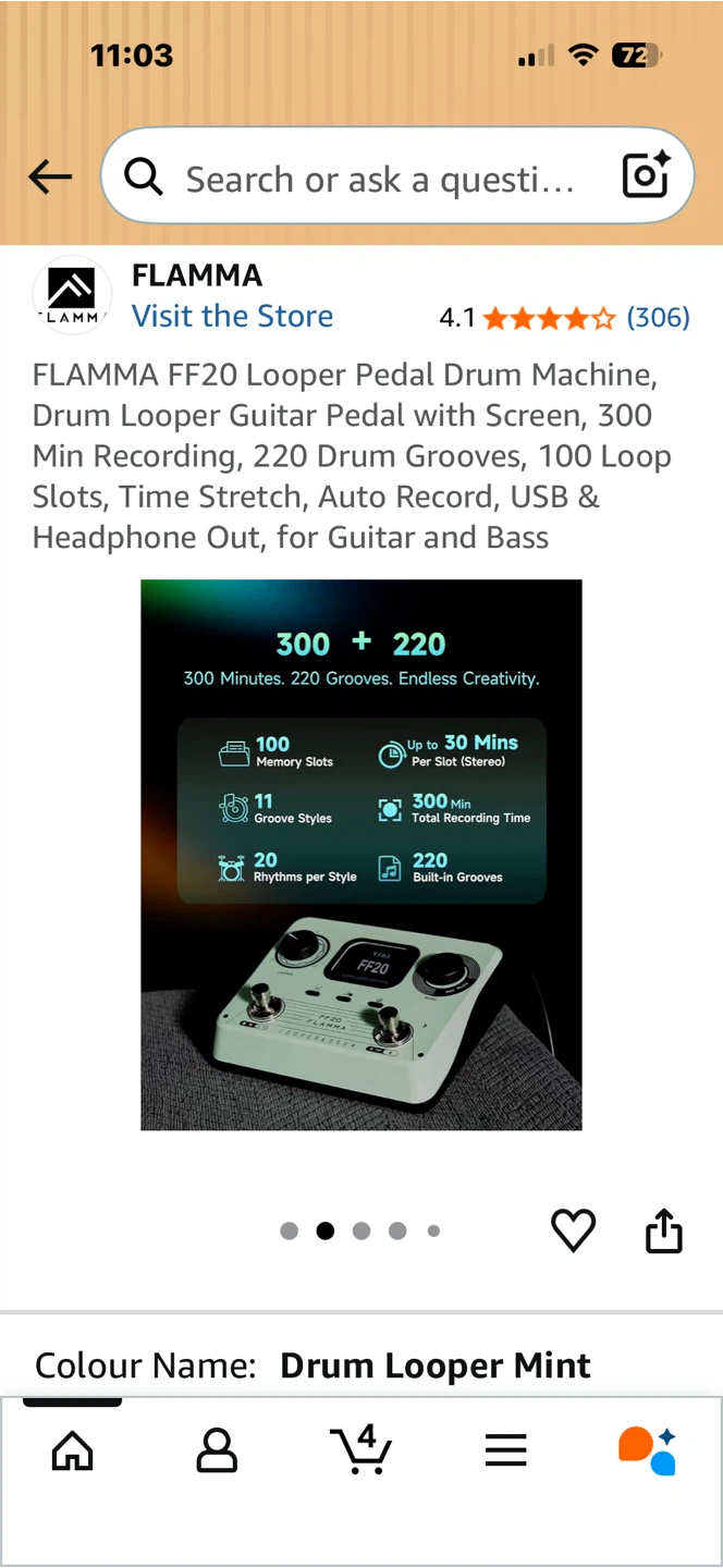 FLAMMA FF20 Looper Pedal Drum Machine, Drum Looper Guitar Pedal - photo 3