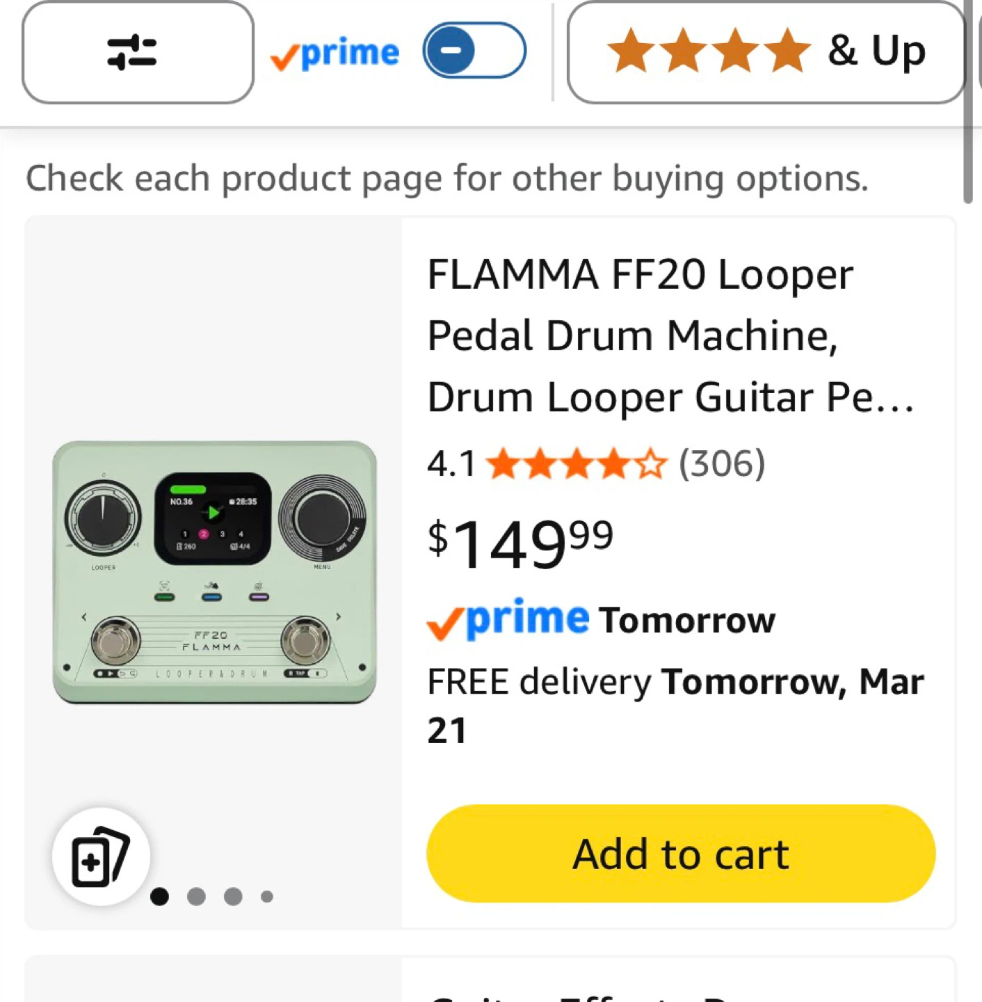 FLAMMA FF20 Looper Pedal Drum Machine, Drum Looper Guitar Pedal