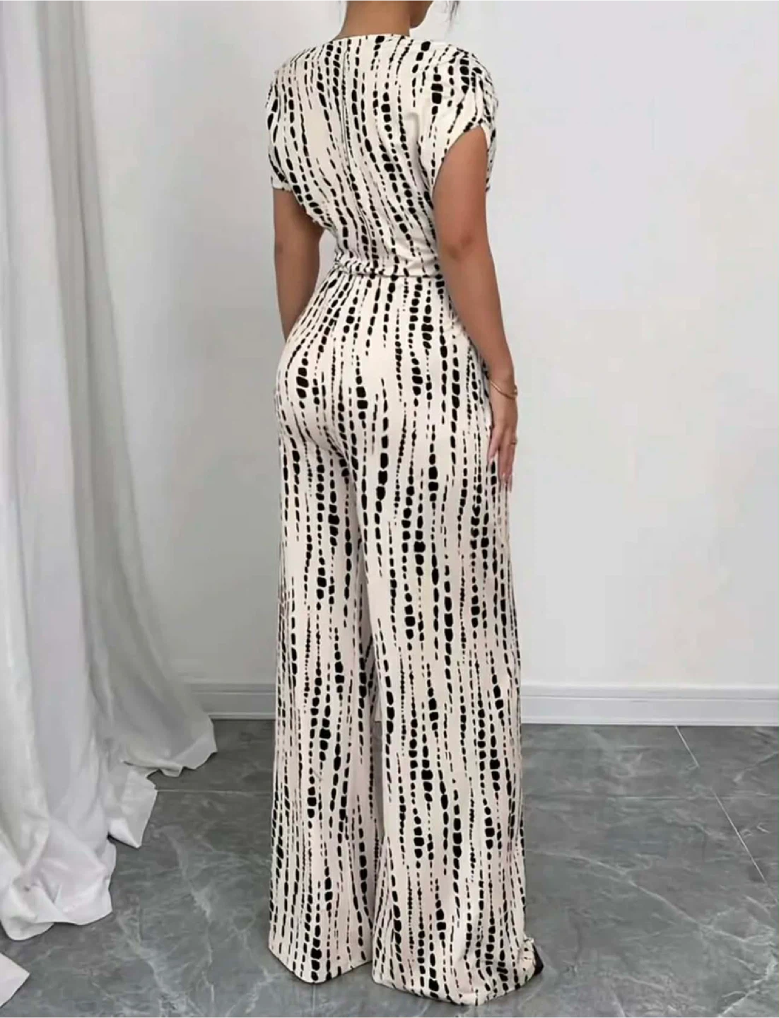Women's Tie-Dye One-Shoulder Jumpsuit with Belt - photo 3