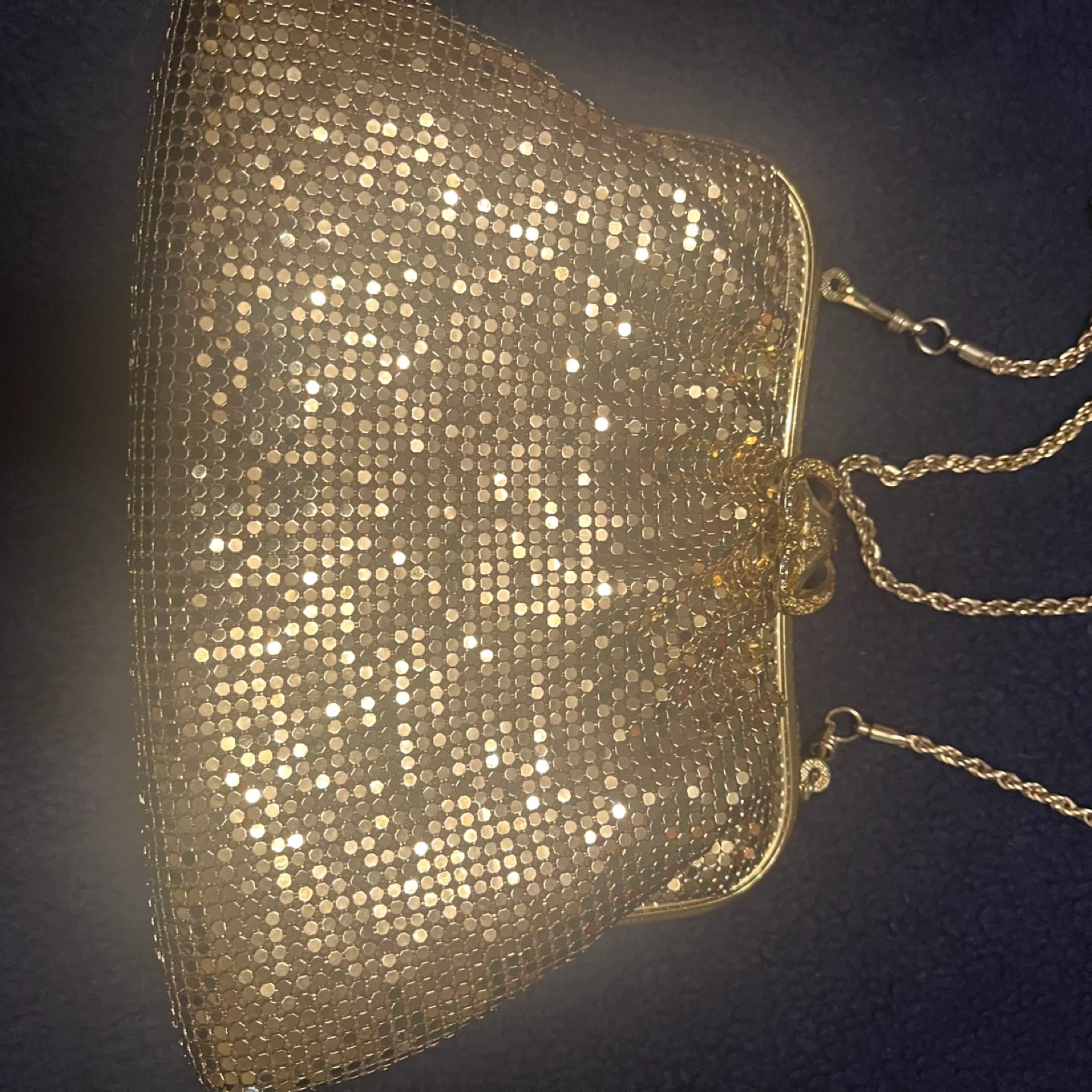 Gold glitter evening purse